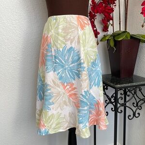 J.H. Collectibles Linen Blend Floral Tropical Flowing Skort 8
